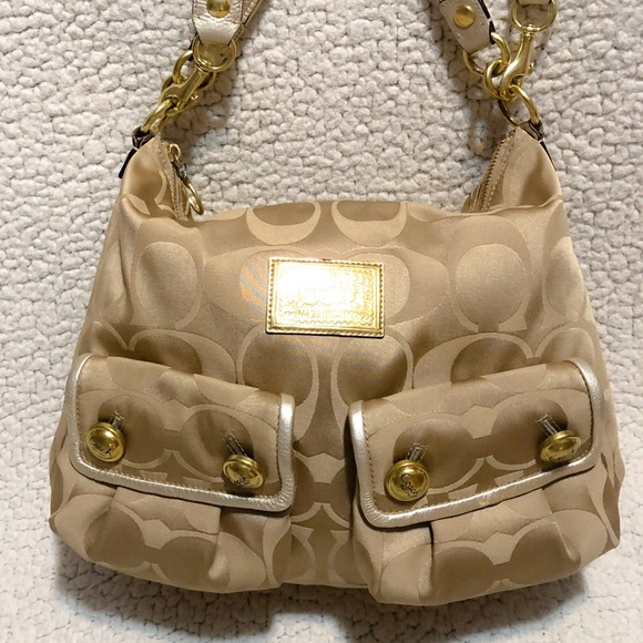 Coach Poppy Signature Sateen & Leather Hobo Bag. - Picture 1 of 8